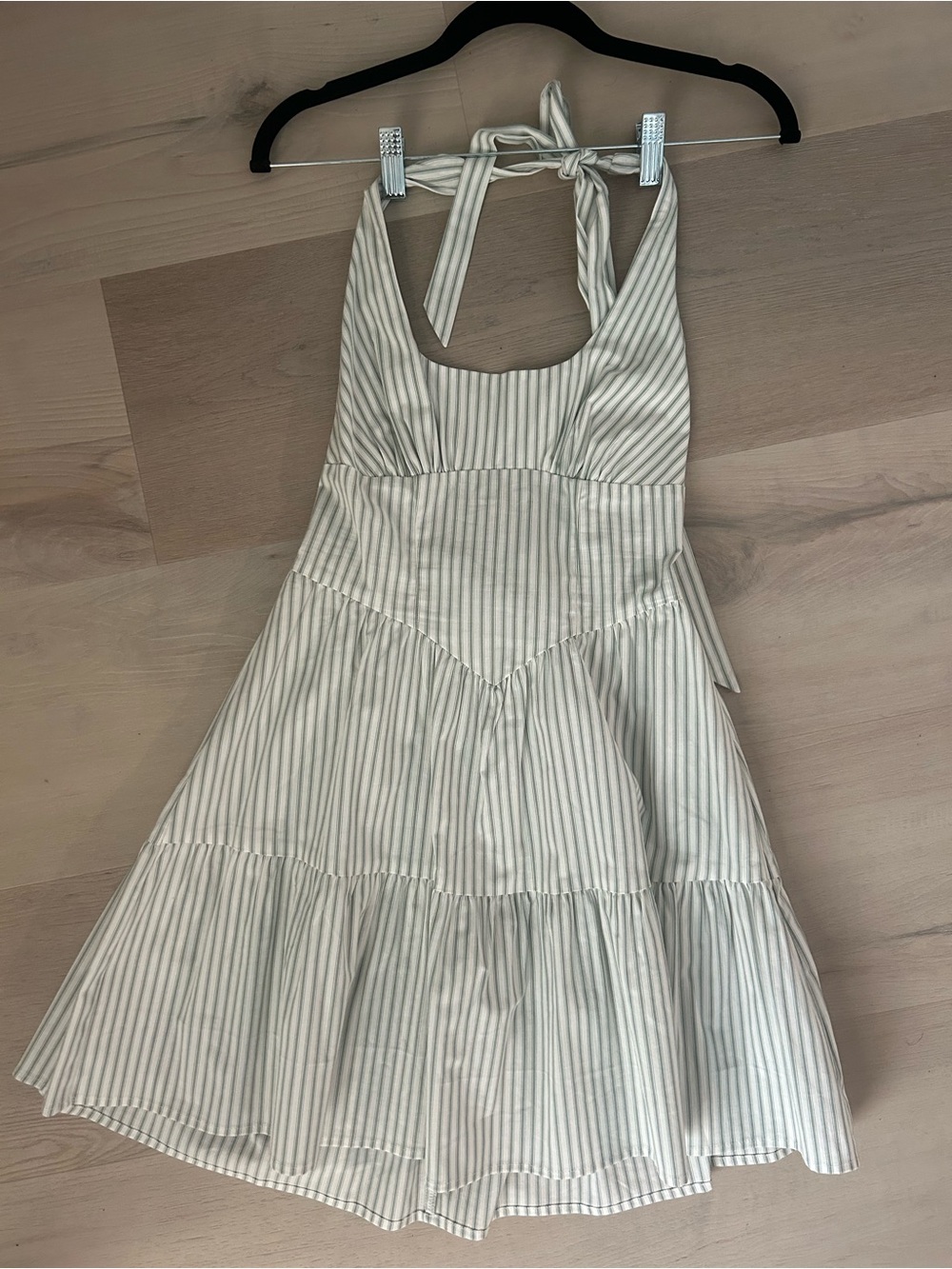 wild fable Striped One-Shoulder Tie Dress - Cream & Gray